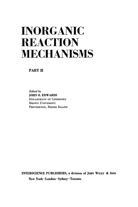 Cover image for book Inorganic Reaction Mechanisms, Part 2