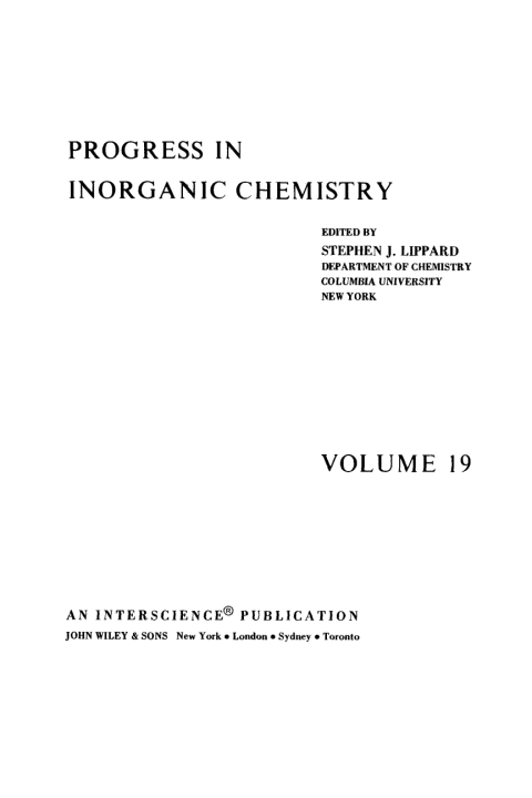 Cover image for book Progress in Inorganic Chemistry