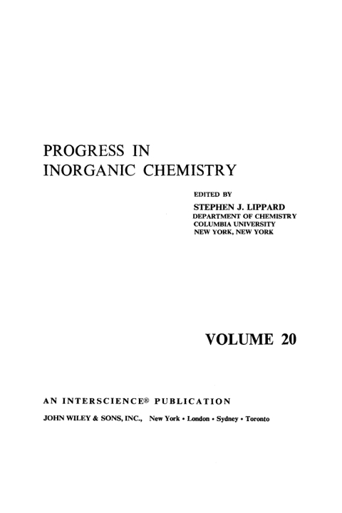 Cover image for book Progress in Inorganic Chemistry