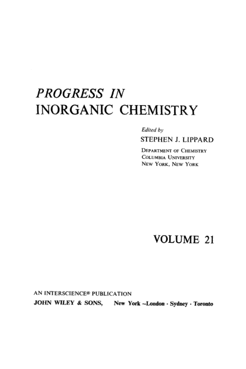 Cover image for book Progress in Inorganic Chemistry