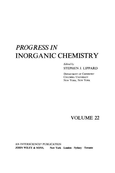 Cover image for book Progress in Inorganic Chemistry