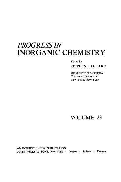 Cover image for book Progress in Inorganic Chemistry