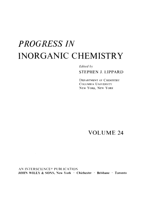Cover image for book Progress in Inorganic Chemistry