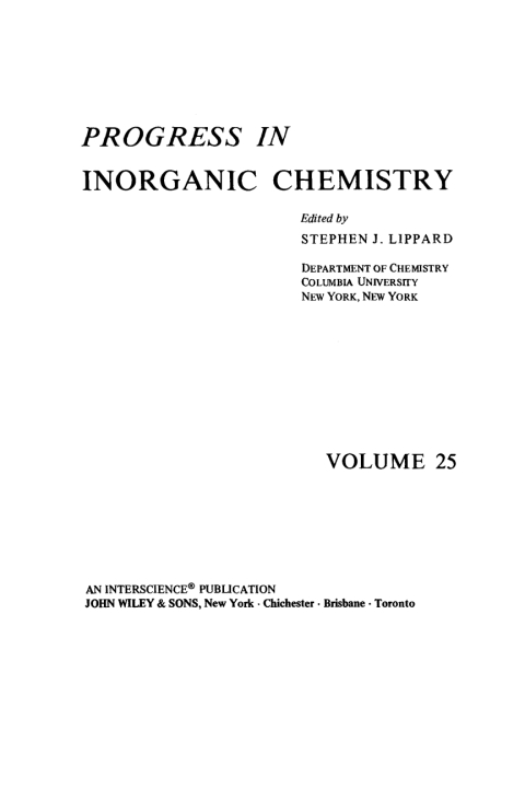 Cover image for book Progress in Inorganic Chemistry
