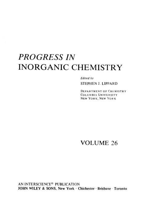 Cover image for book Progress in Inorganic Chemistry
