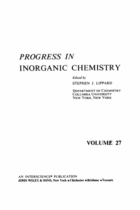 Cover image for book Progress in Inorganic Chemistry