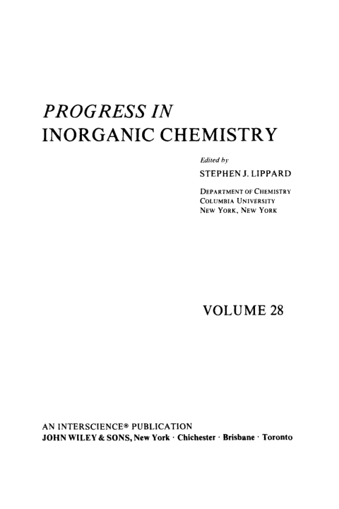 Cover image for book Progress in Inorganic Chemistry