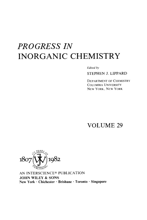 Cover image for book Progress in Inorganic Chemistry