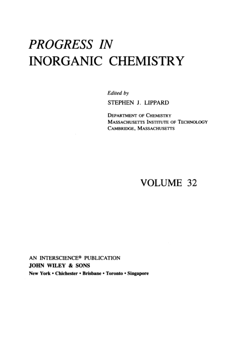 Cover image for book Progress in Inorganic Chemistry