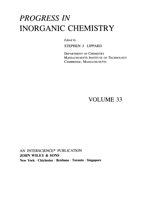 Cover image for book Progress in Inorganic Chemistry
