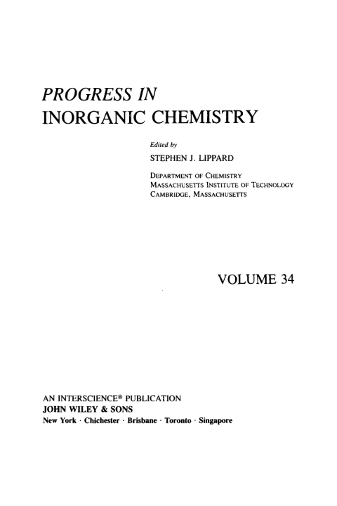 Cover image for book Progress in Inorganic Chemistry