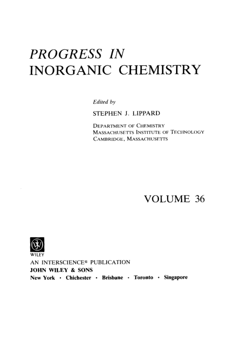 Cover image for book Progress in Inorganic Chemistry