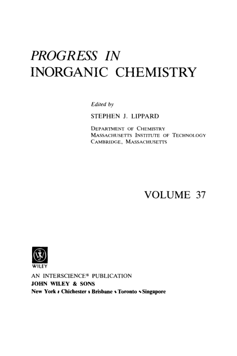 Cover image for book Progress in Inorganic Chemistry