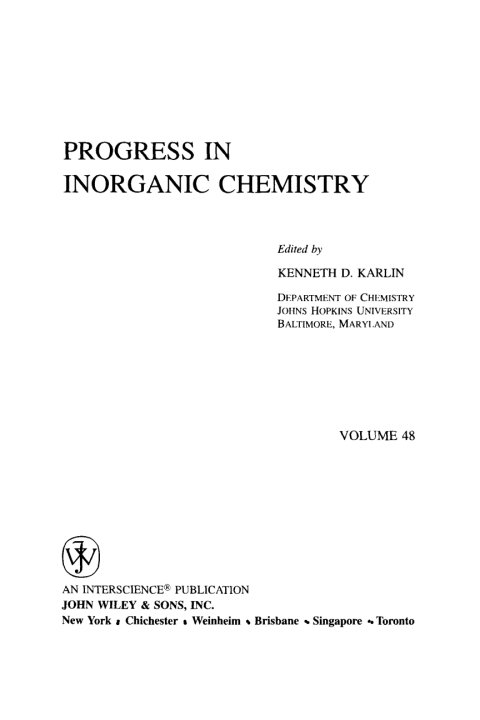 Cover image for book Progress in Inorganic Chemistry