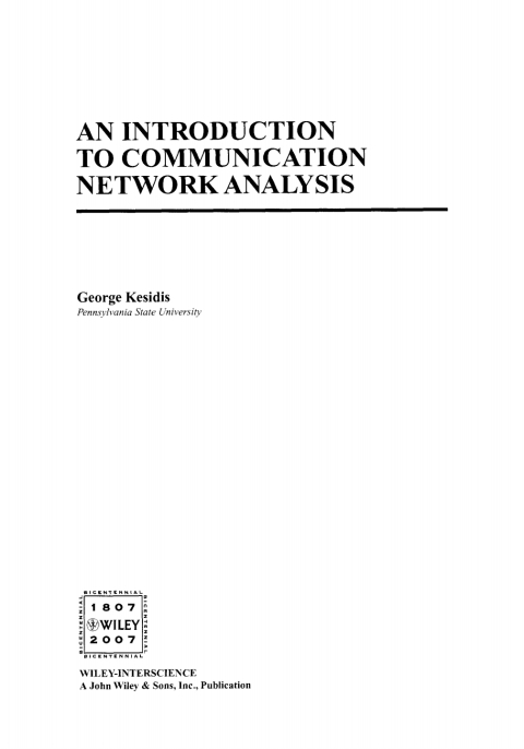 Cover image for book An Introduction to Communication Network Analysis