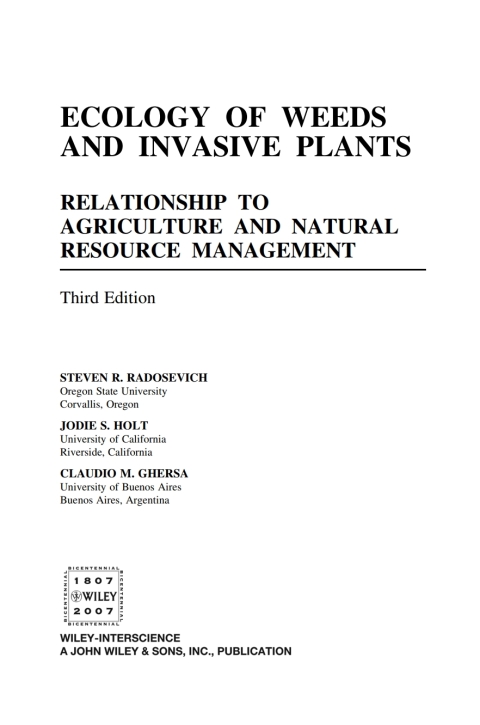 Cover image for book Ecology of Weeds and Invasive Plants