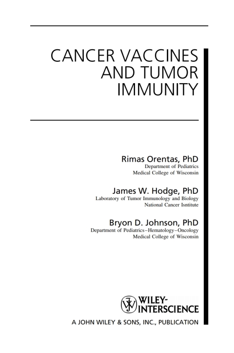 Cover image for book Cancer Vaccines and Tumor Immunity