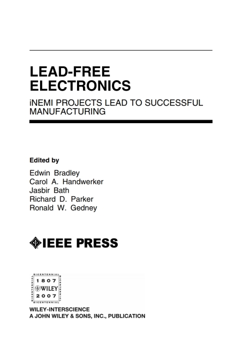 Lead-Free Electronics: iNEMI Projects Lead to Successful Manufacturing 