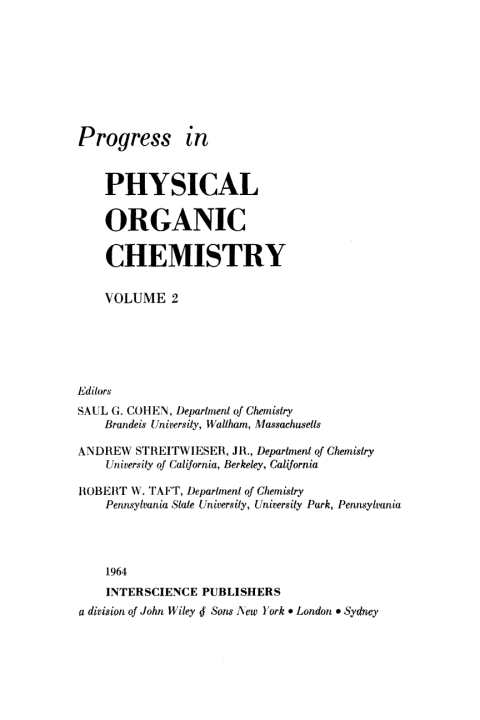 Cover image for book Progress in Physical Organic Chemistry
