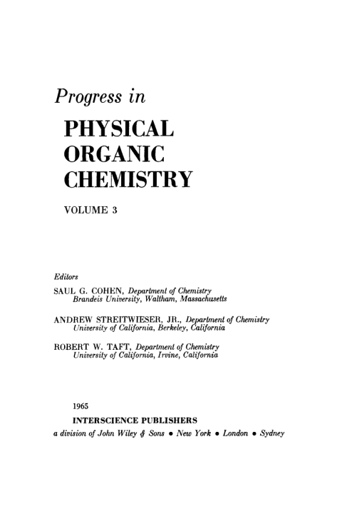 Cover image for book Progress in Physical Organic Chemistry