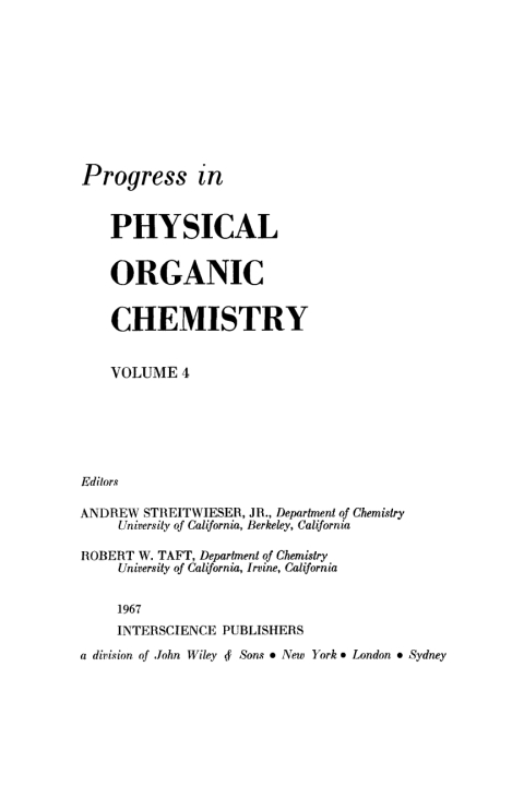 Cover image for book Progress in Physical Organic Chemistry