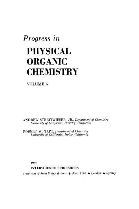 Cover image for book Progress in Physical Organic Chemistry