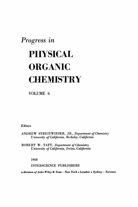 Cover image for book Progress in Physical Organic Chemistry