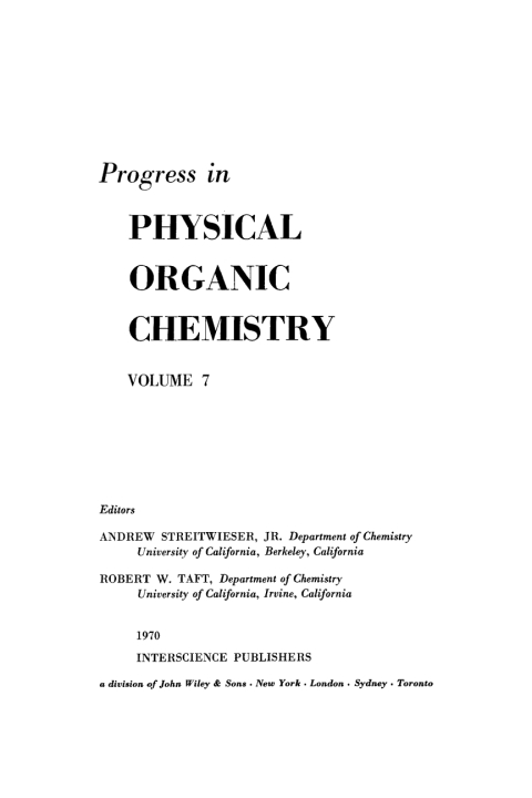 Cover image for book Progress in Physical Organic Chemistry