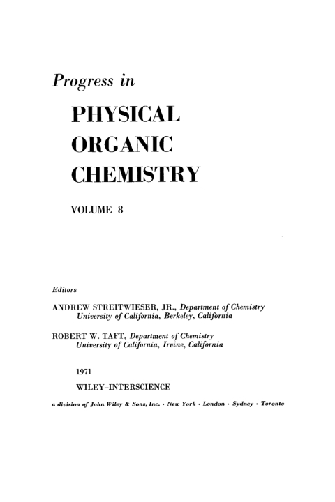 Cover image for book Progress in Physical Organic Chemistry