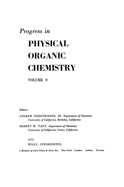 Cover image for book Progress in Physical Organic Chemistry