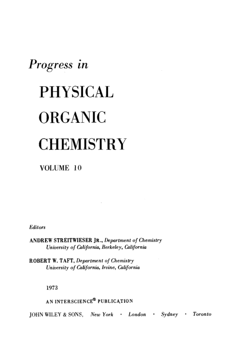Cover image for book Progress in Physical Organic Chemistry