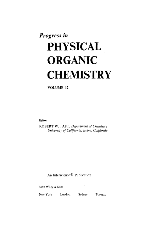 Cover image for book Progress in Physical Organic Chemistry