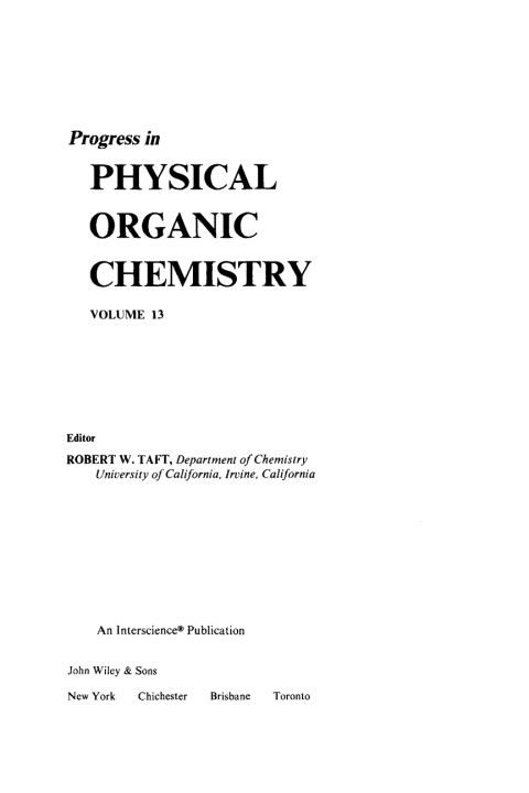 Cover image for book Progress in Physical Organic Chemistry
