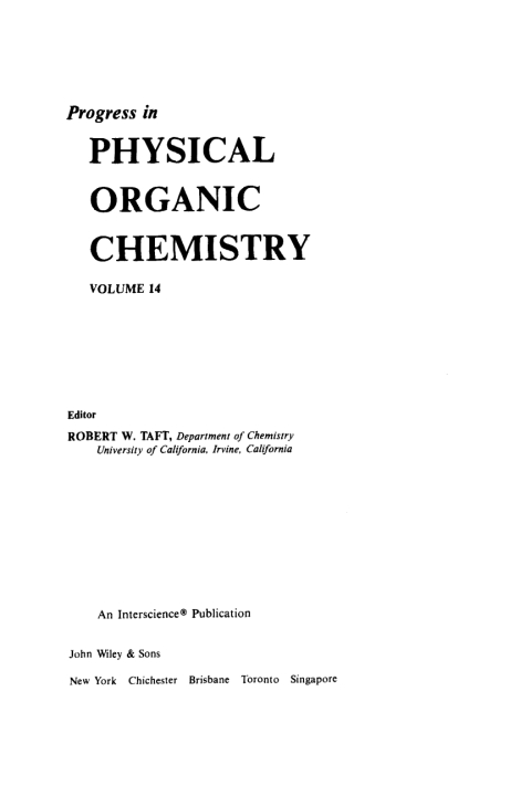 Cover image for book Progress in Physical Organic Chemistry