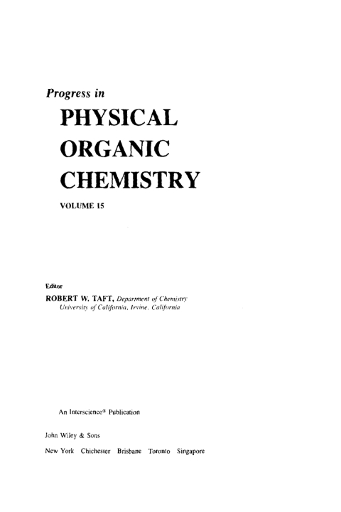 Cover image for book Progress in Physical Organic Chemistry