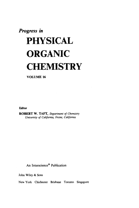 Cover image for book Progress in Physical Organic Chemistry