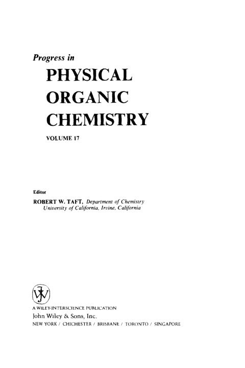 Cover image for book Progress in Physical Organic Chemistry