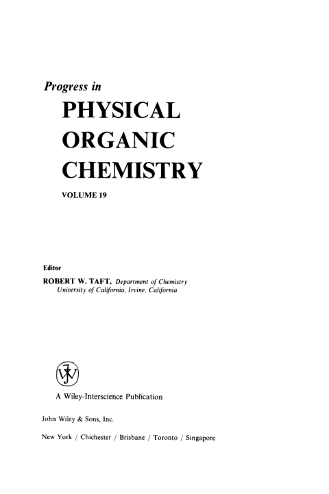 Cover image for book Progress in Physical Organic Chemistry