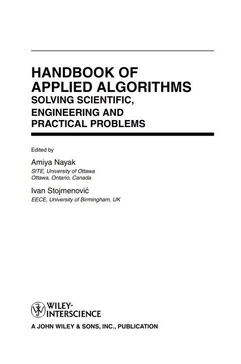 Cover image for book Handbook of Applied Algorithms: Solving Scientific, Engineering, and Practical Problems