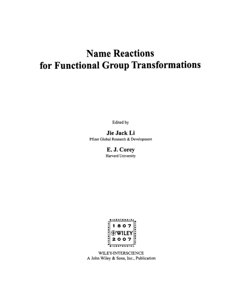 Name Reactions of Functional Group Transformations 