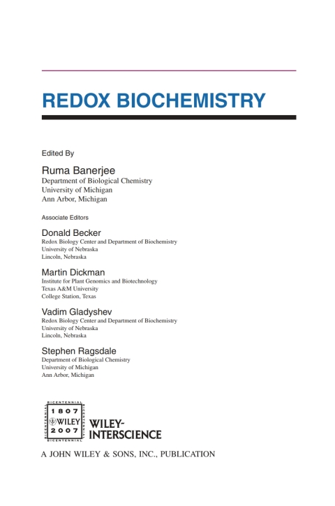 Redox Biochemistry