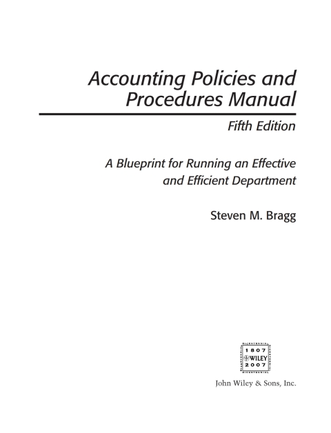 Cover image for book Accounting Policies and Procedures Manual