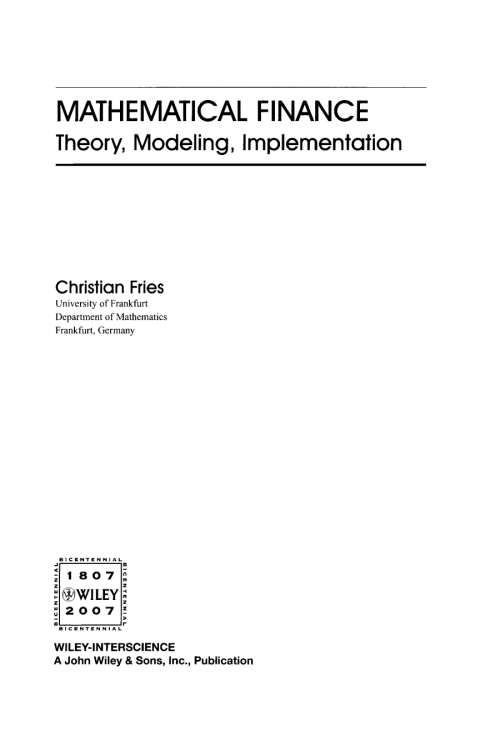 Cover image for book Mathematical Finance