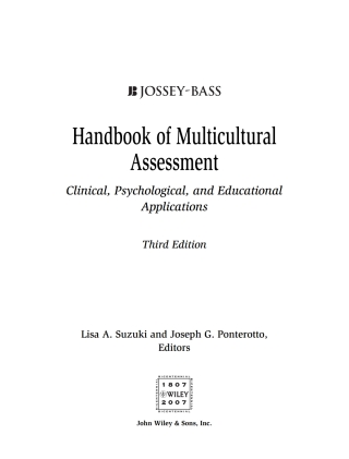 Handbook of Multicultural Assessment: Clinical, Psychological, and Educational Applications