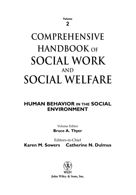 Cover image for book Comprehensive Handbook of Social Work and Social Welfare, Human Behavior in the Social Environment