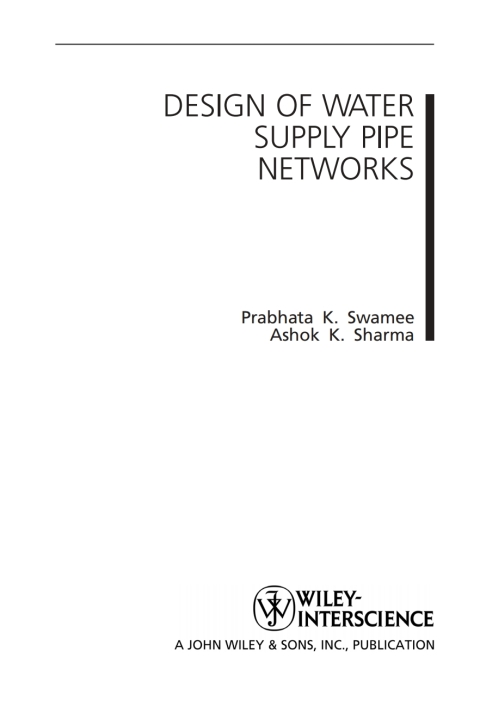 Cover image for book Design of Water Supply Pipe Networks