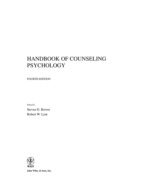 Handbook of Counseling Psychology 