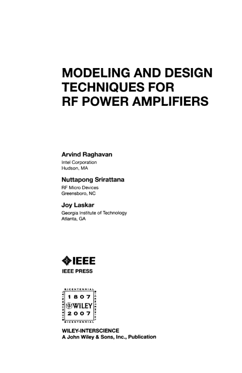 Cover image for book Modeling and Design Techniques for RF Power Amplifiers