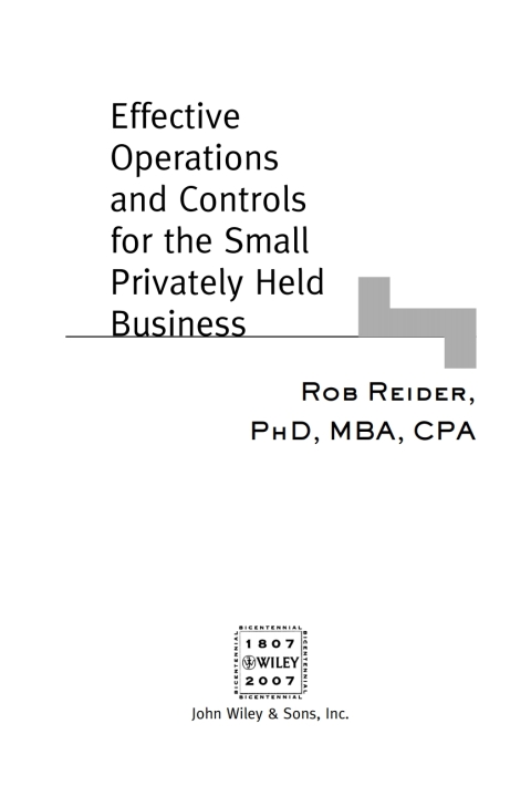 Cover image for book Effective Operations and Controls for the Small Privately Held Business