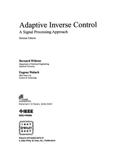 Cover image for book Adaptive Inverse Control, Reissue Edition